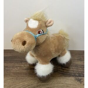 Tan Horse Pony 8" Plush Clydesdale Teal Green Bridle Brown White Keenway